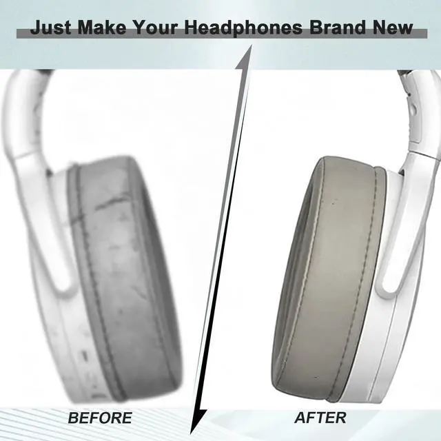 Alt view image 6 of 7 - Replacement Earpads for Sennheiser HD 4.50BT, HD 4.50BTNC, HD 4.50SE, HD 4.40BT, HD 4.30G, HD 4.20S, HD 458BT, HD 450BT, HD 400S, HD 350BT, HD300 Headphones, Ear Cushions Earpads Cups Cover (Grey)