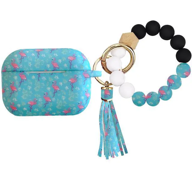 Alt view image 2 of 7 - AirPods Case, Pro 2nd Generation Case Cover 2022, Soft Silicone Compatible with Apple Airpods Pro Case 2023/2022/2019, Cute Skin Full Protective for Women (Case with Bracelet Keychain Flamingo)