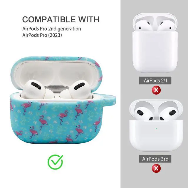 Alt view image 5 of 7 - AirPods Case, Pro 2nd Generation Case Cover 2022, Soft Silicone Compatible with Apple Airpods Pro Case 2023/2022/2019, Cute Skin Full Protective for Women (Case with Bracelet Keychain Flamingo)