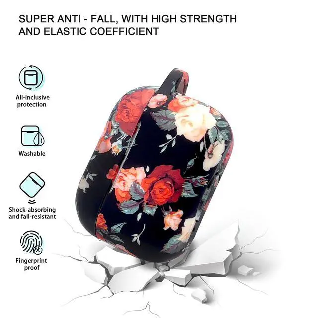 Alt view image 3 of 7 - Case Compatible with Airpods Pro 2nd Generation, Soft Silicone Cute Skin Full Protective Case with Bracelet Keychain - Vintage Rose