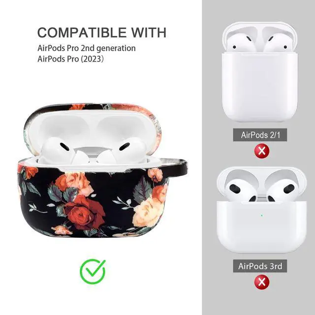 Alt view image 5 of 7 - Case Compatible with Airpods Pro 2nd Generation, Soft Silicone Cute Skin Full Protective Case with Bracelet Keychain - Vintage Rose
