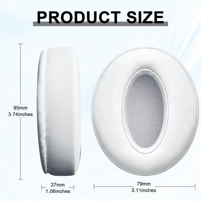 Alt view image 2 of 7 - Replacement Earpads for Sennheiser HD 4.50BT, HD 4.50BTNC, HD 4.50SE, HD 4.40BT, HD 4.30G, HD 4.20S, HD 458BT, HD 450BT, HD 400S, HD 350BT, HD300 Headphones, Ear Cushions Earpads Cups Cover (White)