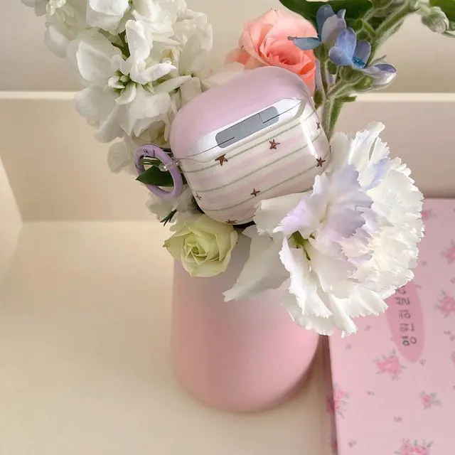 Alt view image 3 of 6 - Striped Pink Purple Star Case for Airpods Pro 3 with Lock,Kawaii Trendy Pretty Y2K Aesthetic Retro Chic Design Protective Girls Women Cover for Airpod Pro 3rd Gen