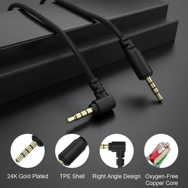 Alt view image 5 of 6 - Replacement 3.5mm Audio Cable Aux Cord Compatible with Razer BlackShark V2 Pro, Barracuda X, Nari Ultimate Gaming Headphones, 5FT