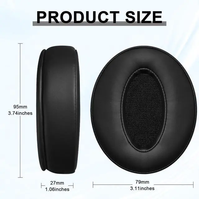 Alt view image 2 of 7 - Replacement Earpads for Sennheiser HD 4.50BT, HD 4.50BTNC, HD 4.50SE, HD 4.40BT, HD 4.30G, HD 4.20S, HD 458BT, HD 450BT, HD 400S, HD 350BT, HD300 Headphones, Ear Cushions Earpads Cups Cover (Black)