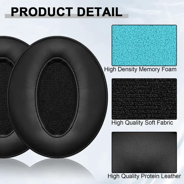 Alt view image 5 of 7 - Replacement Earpads for Sennheiser HD 4.50BT, HD 4.50BTNC, HD 4.50SE, HD 4.40BT, HD 4.30G, HD 4.20S, HD 458BT, HD 450BT, HD 400S, HD 350BT, HD300 Headphones, Ear Cushions Earpads Cups Cover (Black)