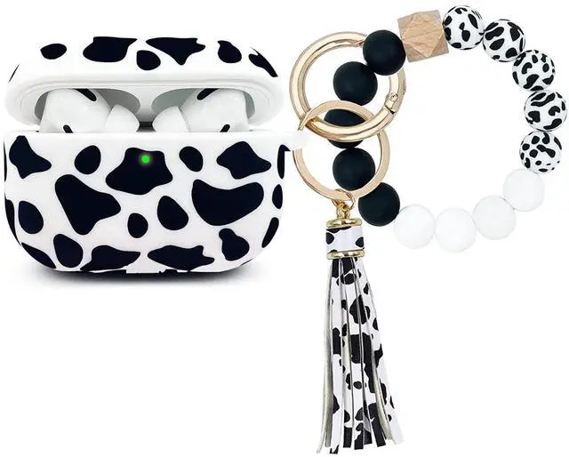 Main image of AirPods Case, Pro 2nd Generation Case Cover 2022, Soft Silicone Compatible with Apple Airpods Pro Case 2023/2022/2019, Cute Skin Full Protective Case with Bracelet Keychain (Bracelet Keychain-Cow)