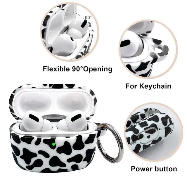 Alt view image 6 of 7 - AirPods Case, Pro 2nd Generation Case Cover 2022, Soft Silicone Compatible with Apple Airpods Pro Case 2023/2022/2019, Cute Skin Full Protective Case with Bracelet Keychain (Bracelet Keychain-Cow)