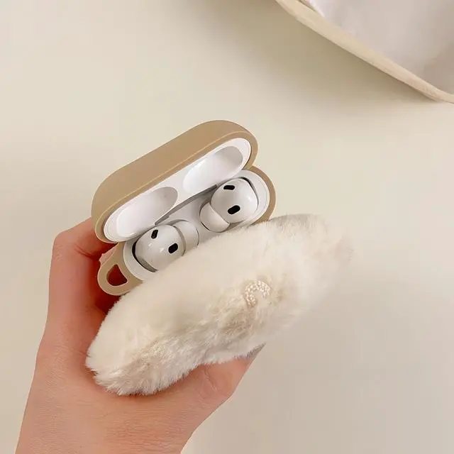 Alt view image 7 of 7 - Plush Star Case Compatible with AirPods Pro 3 (2025), Soft Fuzzy Cover with Lanyard for AirPods Pro 3rd Generation, Beige Gradient,Kawaii Star Integrated Shell Design Earbuds Cover with Dust Plug