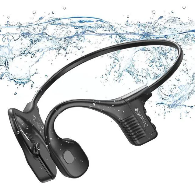 Main image of Bone conduction headphones swimming underwater IPX8 waterproof headsets bluetooth wireless built in 32GB MP3 player multi-point connection magnetic charging 240mAh large battery for 12 Hrs playtime