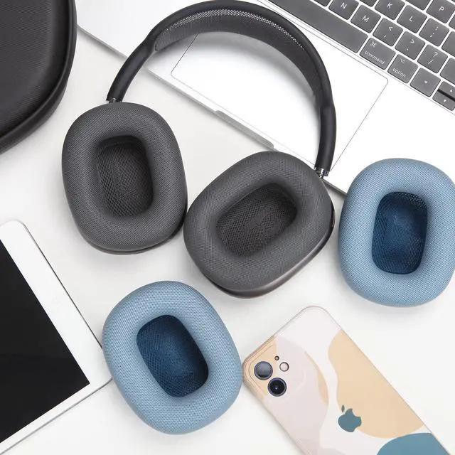 Alt view image 7 of 7 - Upgraded Silicone Ear Cushions for AirPods Max Headphones, Protein Leather Covered Ear Pads with Silicone & Memory Foam and Magnet (Black)