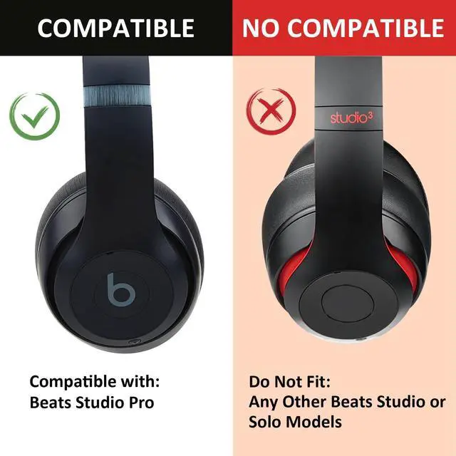 Alt view image 2 of 7 - Ear Cushions Compatible with Beats Studio Pro, Replacement Ear Pads with Upgraded Memory Foam& Comfortable Protein Leather (Deep Brown)