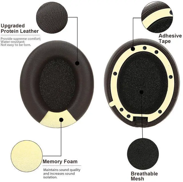 Alt view image 4 of 7 - Ear Cushions Compatible with Beats Studio Pro, Replacement Ear Pads with Upgraded Memory Foam& Comfortable Protein Leather (Deep Brown)