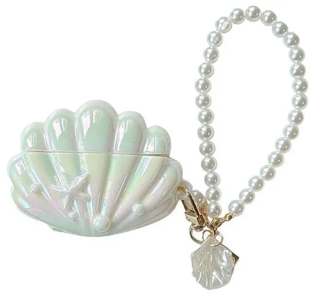 Main image of for Airpods Pro 2nd Generation Case, Beautiful Sparkly Seashell Compatible for Airpods Pro Earphone Cover with Pearl Hanging Chain