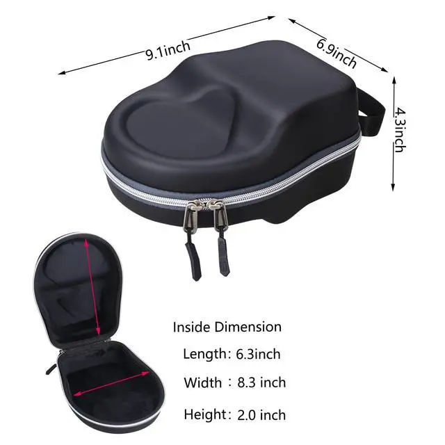 Alt view image 5 of 7 - Hard Storage Case for ATH-M20/M30/M40/M50 X/BT/WH/BTW Professional Headphones - Travel Case for ATH-M50xBT2IBONLY CASE (Black)