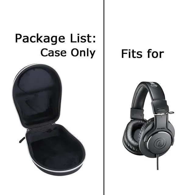 Alt view image 6 of 7 - Hard Storage Case for ATH-M20/M30/M40/M50 X/BT/WH/BTW Professional Headphones - Travel Case for ATH-M50xBT2IBONLY CASE (Black)
