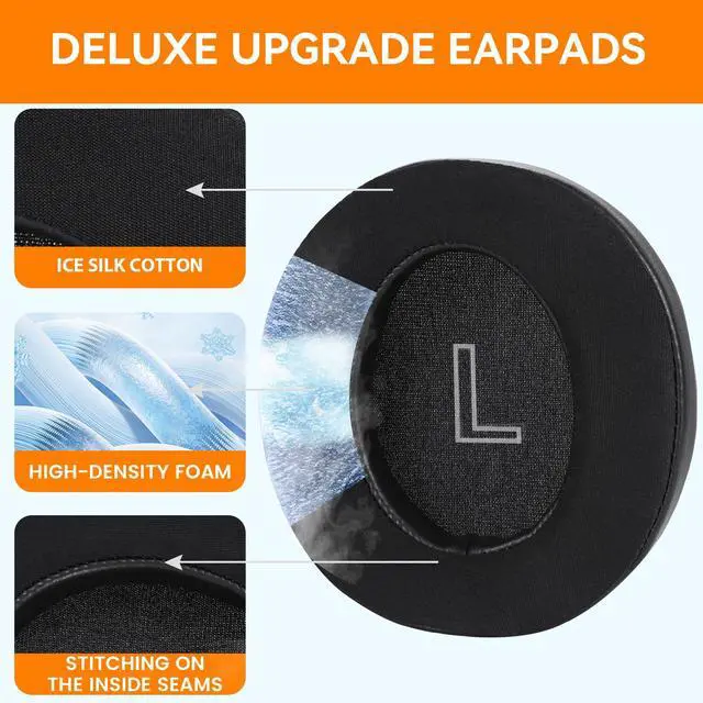 Alt view image 3 of 7 - Professional Cooling Gel Replacement Earpads for Anker Soundcore Life Q30/Q35 Headphones, Ear Pads Cushions with Ice Silk Fabric, High-Density Noise Isolation Foam - Black