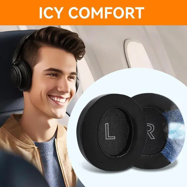 Alt view image 5 of 7 - Professional Cooling Gel Replacement Earpads for Anker Soundcore Life Q30/Q35 Headphones, Ear Pads Cushions with Ice Silk Fabric, High-Density Noise Isolation Foam - Black