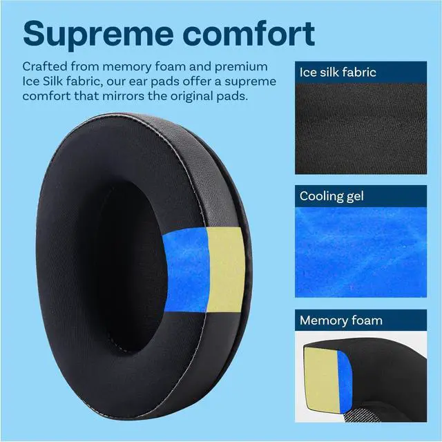 Alt view image 3 of 5 - Ear Pads Replacement for HyperX Cloud Stinger/Flight/X/II/III/Alpha/Core/Mix Headsets by - Cooling Gel Ear Pad Cushions Black