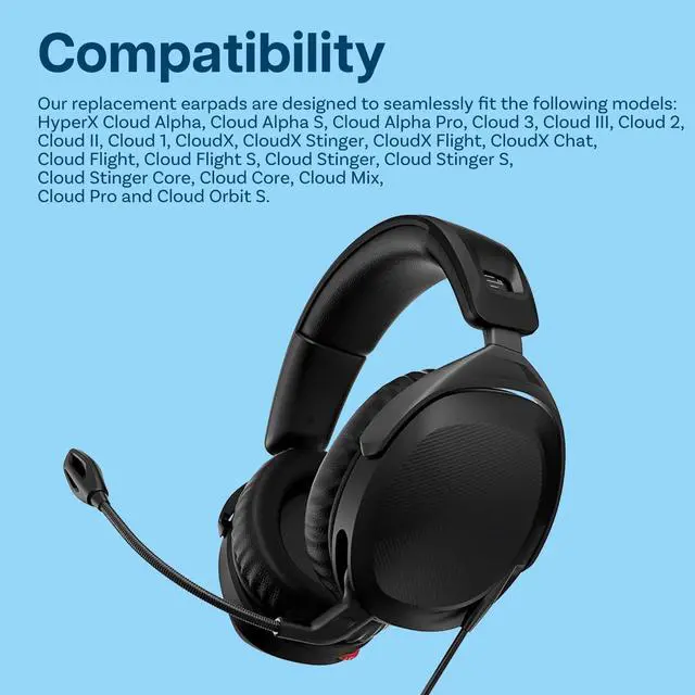 Alt view image 4 of 5 - Ear Pads Replacement for HyperX Cloud Stinger/Flight/X/II/III/Alpha/Core/Mix Headsets by - Cooling Gel Ear Pad Cushions Black