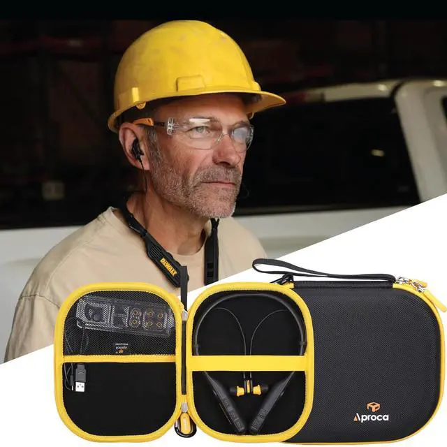 Alt view image 4 of 7 - Case Compatible with DEWALT Heavy Duty Magnetic/Black Edition 2-in-1 Neckband Bluetooth Headphones, Portable Storage Bag for Accessories (Case Only)