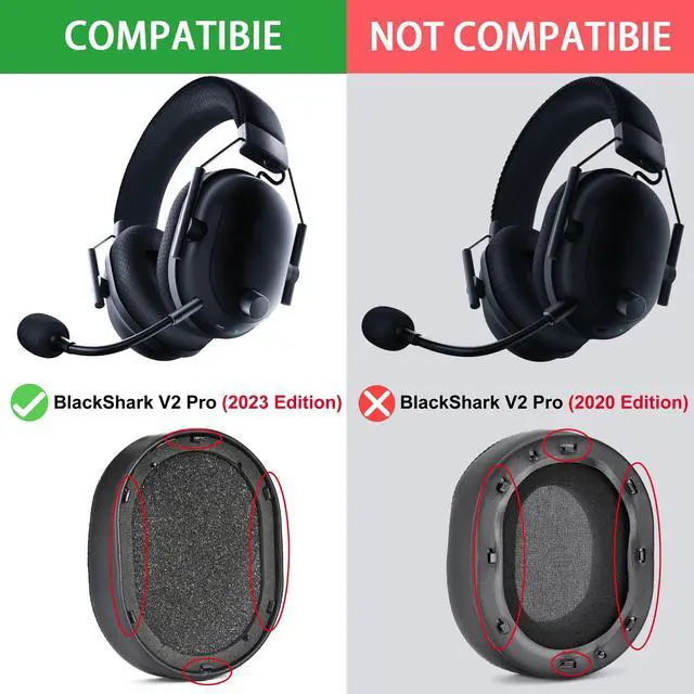 Alt view image 2 of 7 - Mesh Fabric Earpads for Razer BlackShark V2 Pro 2023 Edition Headset | (Does Not Fit 2020-2022 Model)Replacement Ear Cushion High-Density Noise Cancelling Foam