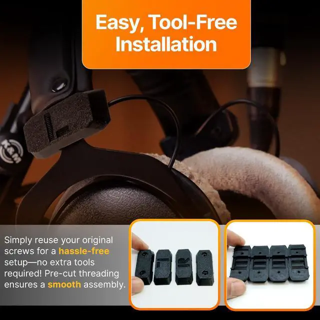 Alt view image 6 of 7 - Slider Cover Replacement for Beyerdynamic DT 770 / DT 880 / DT 990 Pro & HS 400 Headphones - Durable Black Slider Covers to Restore Look & Function for Long-Lasting Use - ABS - Black