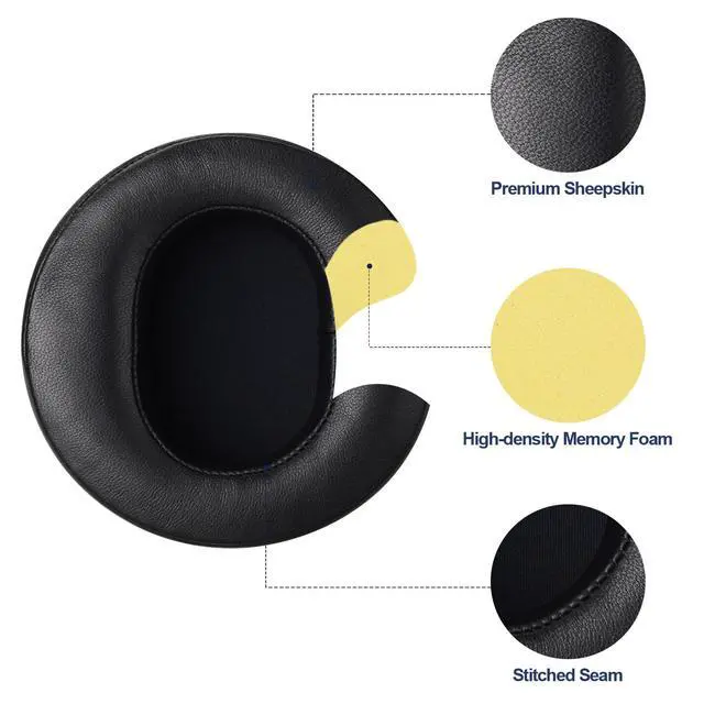Alt view image 3 of 7 - AHG Premium Sheepskin Ear Pads and Cowhide Headband Strap Compatible with Audeze LCD Headsets (Black) | FlexiSoft Foam