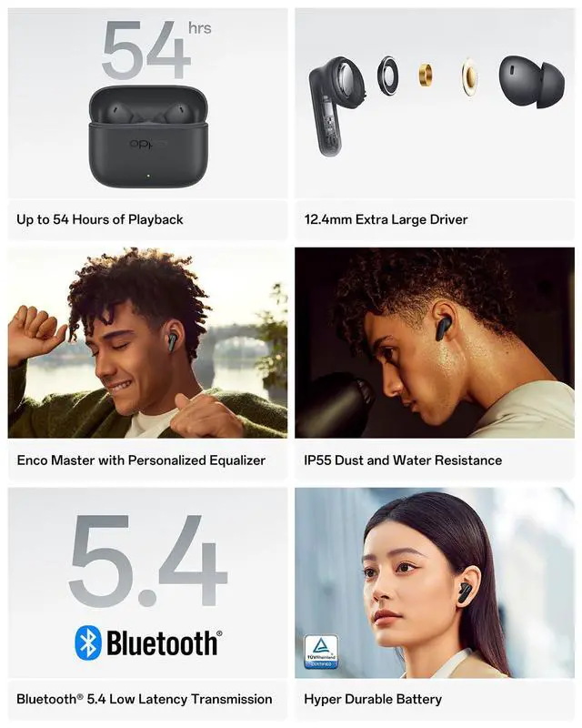 Alt view image 2 of 7 - Enco Buds3 Pro True Wireless Earbuds, Bluetooth 5.4 in-Ear Headphones Stereo, Clear Vocals, Deep Bass, 54H Playtime, 12.4mm Dynamic Driver, Personalized Equalizer, IP55, Grey