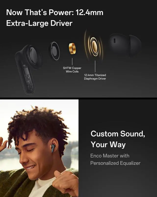 Alt view image 3 of 7 - Enco Buds3 Pro True Wireless Earbuds, Bluetooth 5.4 in-Ear Headphones Stereo, Clear Vocals, Deep Bass, 54H Playtime, 12.4mm Dynamic Driver, Personalized Equalizer, IP55, Grey