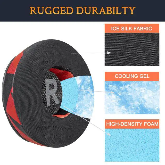 Alt view image 3 of 3 - Cooling Gel Earpads Replacement for Skullcandy Cassette On-Ear Wireless Headphones, Ear Pads Cushions with Ice Silk Fabric, High-Density Foam - Red Storm