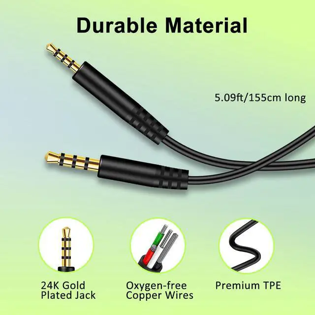Alt view image 4 of 6 - Replacement Bose Headphone Cord, 2.5mm Male to 3.5mm Male Audio Cable | Bose Headphone Cable Compatible with Bose 700 QuietComfort QC45 QC35II QC35 QC25 OE2 Headsets, In-line Mic & Volume Control