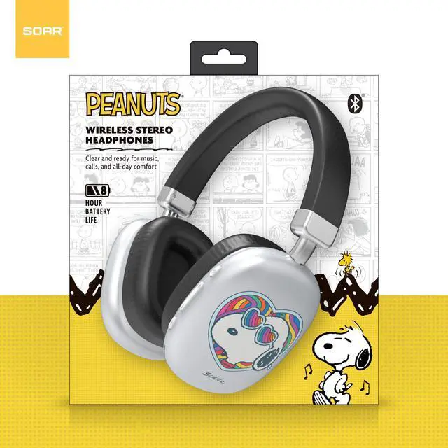 Alt view image 2 of 7 - Peanuts Snoopy Active Noise Cancelling Wireless Headphones Silver- Groovy