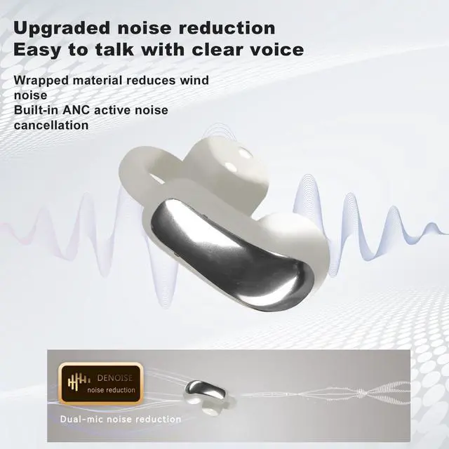 Alt view image 4 of 7 - Open Ear Clip-On Wireless Earbuds, Bluetooth 5.4 Headphones with ANC & Dual Mics, IP65 Waterproof, 18-Hour Playtime Earphone, Touch Control & Multipoint Connection for Running, Workout & Gym