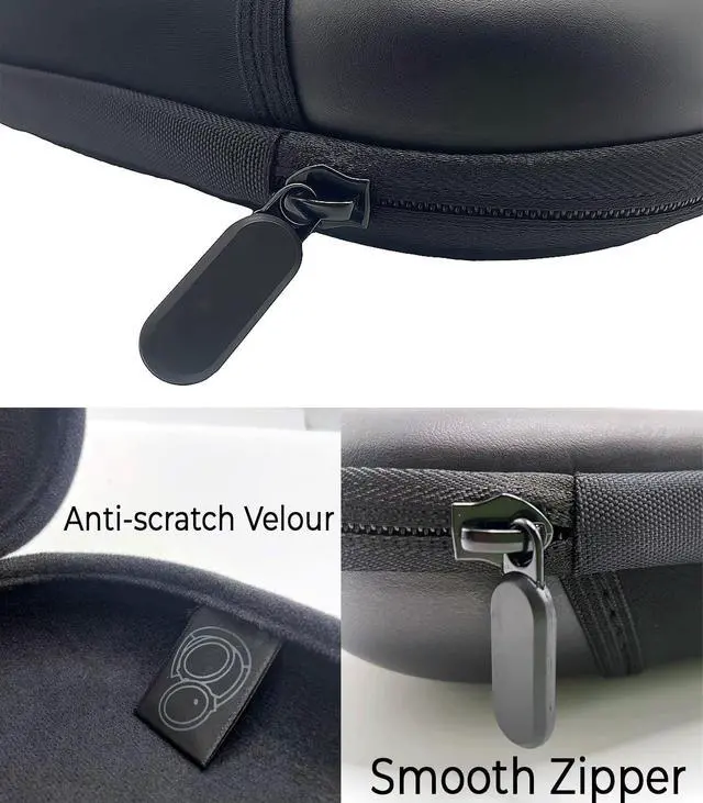 Alt view image 3 of 6 - Headphones Case Compatible with Bose QC45/QC35/QC25/QC15/Ultra Gaming Headset, PU Hard Shell Travel Case with Cable Storage, Black