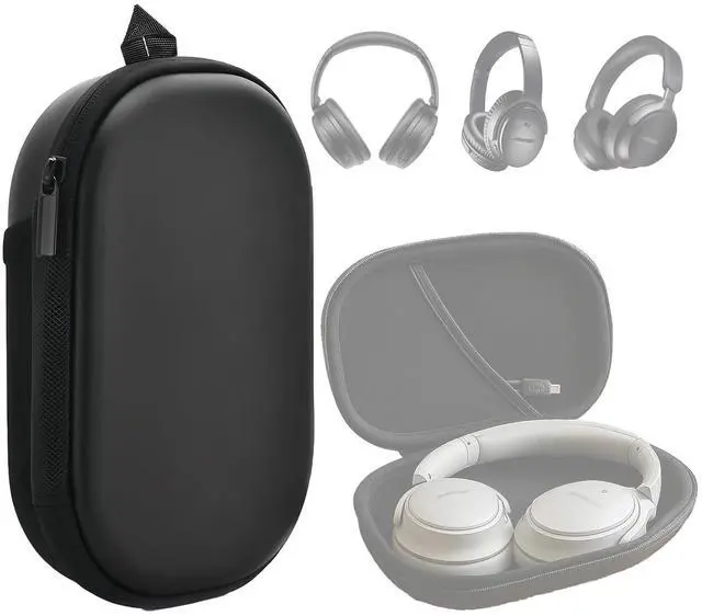 Main image of Headphones Case Compatible with Bose QC45/QC35/QC25/QC15/Ultra Gaming Headset, PU Hard Shell Travel Case with Cable Storage, Black