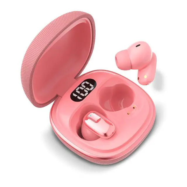 Alt view image 2 of 7 - ClearSound True Wireless Earbuds with LED Battery Display, Bluetooth 5.3, Deep Bass, Touch Controls, Noise Isolation, USB-C Fast Charging Compact in-Ear Headphones for Everyday Use (Pink)