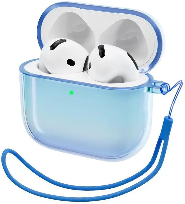 Main image of for AirPods 4 Case, Drop-Resistant TPU, 2024 Edition with LED Visible Bling Cover for AirPods 4th Gen, Aurora Blue
