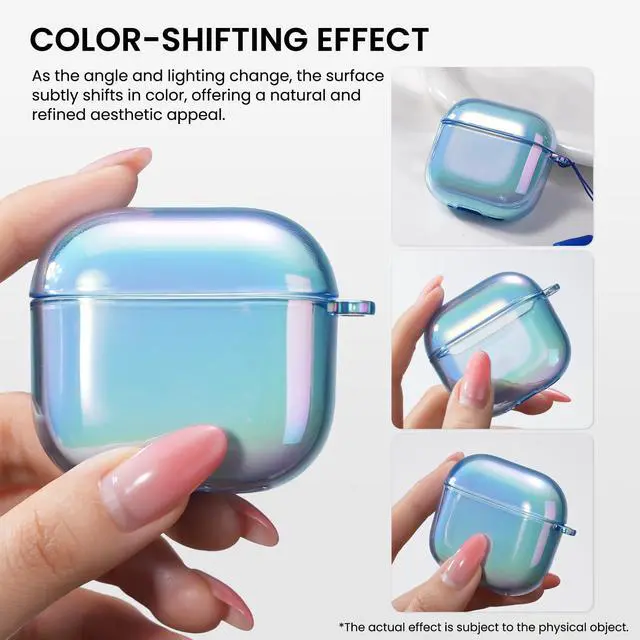 Alt view image 2 of 6 - for AirPods 4 Case, Drop-Resistant TPU, 2024 Edition with LED Visible Bling Cover for AirPods 4th Gen, Aurora Blue