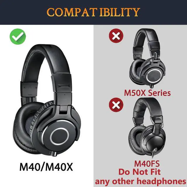Alt view image 2 of 6 - Replacement Kit for Audio Technica ATH M40X Headphones, Ear Pads Cushions + Headband + Silicone Sweat Cover Protector (Black)