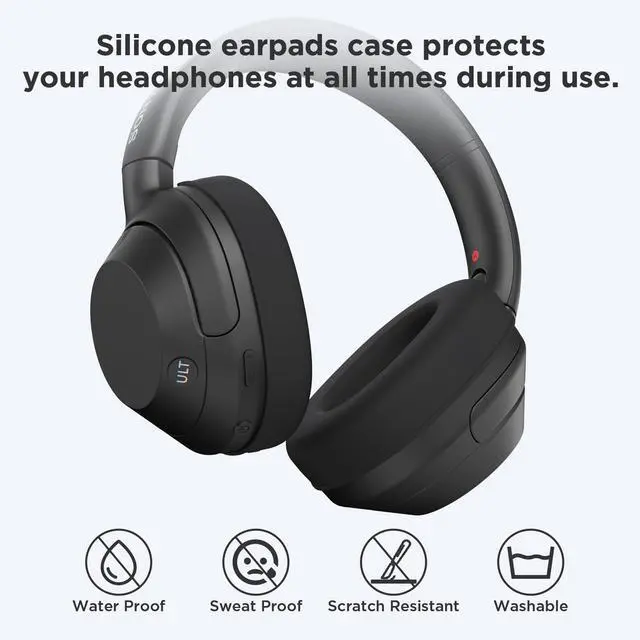 Alt view image 3 of 6 - Silicone Earpads Case Cover for Sony ULT WEAR,Anti-Scratch Washable Earpads Case for Sony ULT WEAR Bluetooth Headphones Accessories Soft Silicone Protective Pads Cover (Black)