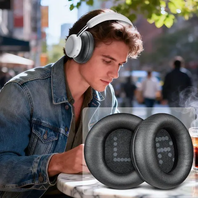 Alt view image 5 of 5 - Earpads for CMF by Nothing Headphone Pro ANC Wireless Headphones, Replacement Ear Pads Cushions with Soft Protein Leather and High-Density Memory Foam - Black