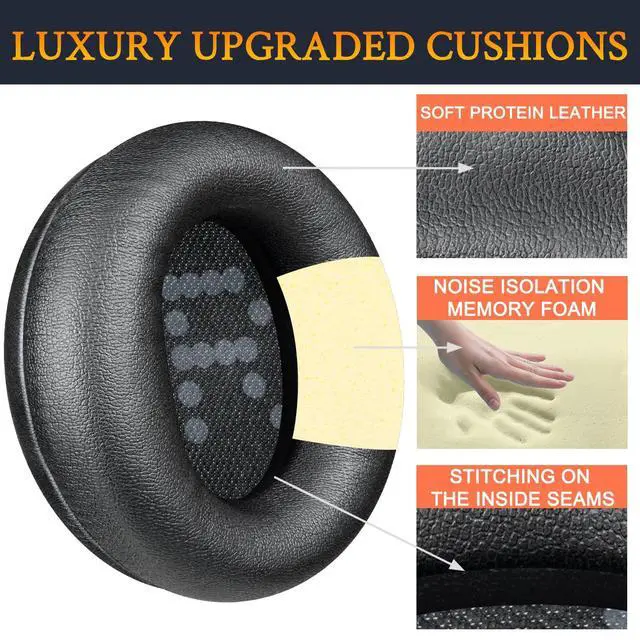 Alt view image 3 of 5 - Earpads for CMF by Nothing Headphone Pro ANC Wireless Headphones, Replacement Ear Pads Cushions with Soft Protein Leather and High-Density Memory Foam - Black