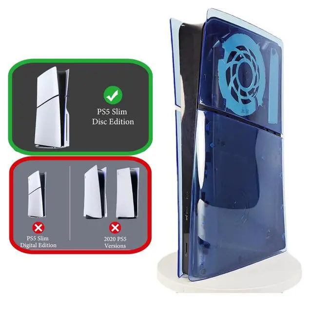 Alt view image 4 of 6 - Transparent Cover Plates for PS5 Slim Console Disc Edition Faceplate Clear Replacement Shell (Transparency Blue)