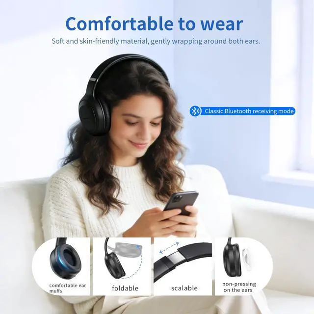 Alt view image 4 of 5 - Auracast & Bluetooth Headphones for TV and Public Listening Over-Ear Comfort,with Mic, Headphones,Aux/Audio Sharing. Ideal for Home, Churches & Museums Gaming