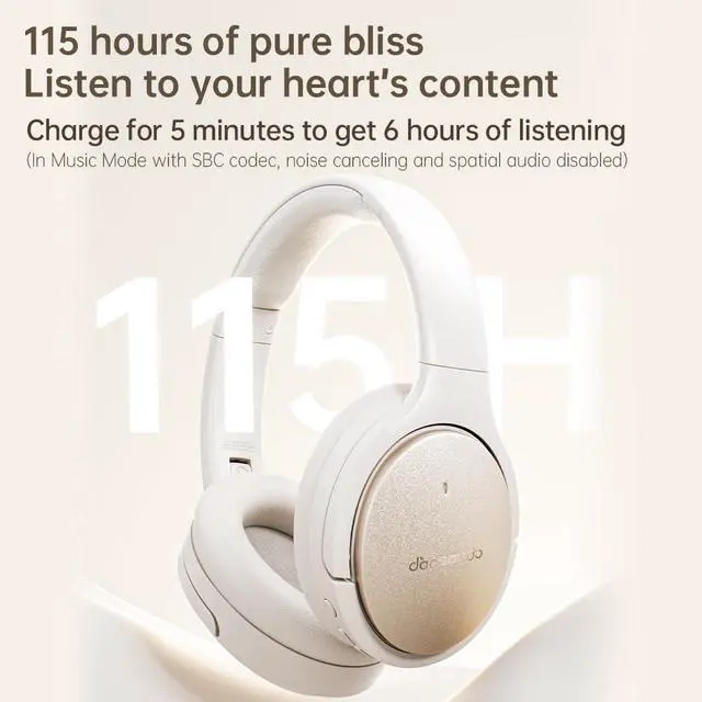Alt view image 6 of 7 - JN3 Noise Cancelling Headphones, LDAC Hi-Res Audio, 115H Battery Life, Bluetooth 6.0, Deep Bass, Spatial Audio, Over-Ear Wireless Headphones with Mic (Black)