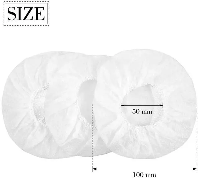 Alt view image 3 of 6 - 300 Pcs White Disposable Headphone Covers Non-Woven Sanitary Earpad Covers For Most On-Ear Headphones, 6.5 cm