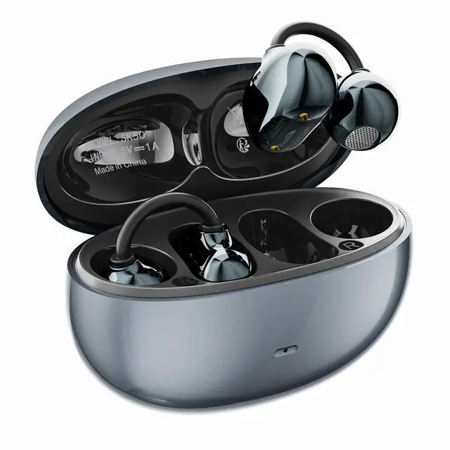 Main image of Open Ear Earbuds Clip on Earbuds Earbuds for Small Ears with Spatial Audio 2026, 2g Invisible Fit Air Conduction Headphones, Bluetooth 6.0 Open-Ear Clip for Running, Work & All-Day Comfort. (Black)