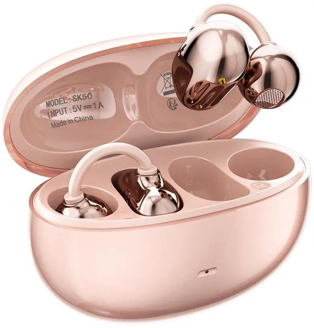 Main image of Open Ear Earbuds Clip on Earbuds Earbuds for Small Ears with Spatial Audio,Invisible Fit Air Conduction Headphones, Bluetooth 6.0 Open-Ear Clip for Running,Work & All-Day Comfort. (Rose Gold)