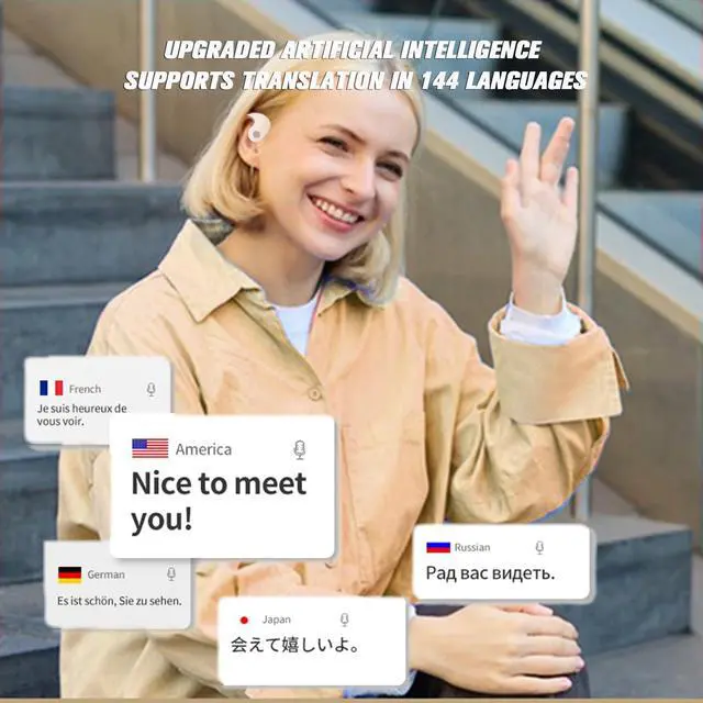 Alt view image 2 of 6 - Translation Earbuds Real Time, 144 Languages Translation Device Ai Translator Earbuds Translating Headphones Real Time Ai Headphones Language Translation
